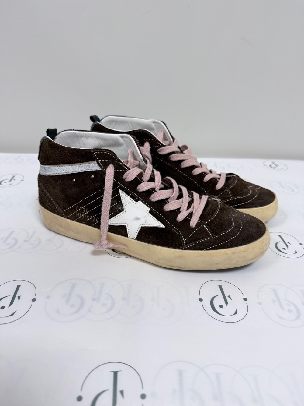 Golden Goose Kids Brown Suede High-Top Sneakers with Pink Laces
